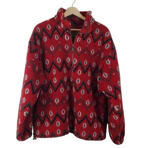 Tsunami 1/2 Zip Fleece Pullover Shirt Men Medium Red Black Aztec Chevron Outdoor